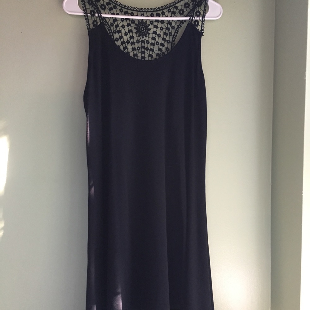 Black lace-back dress